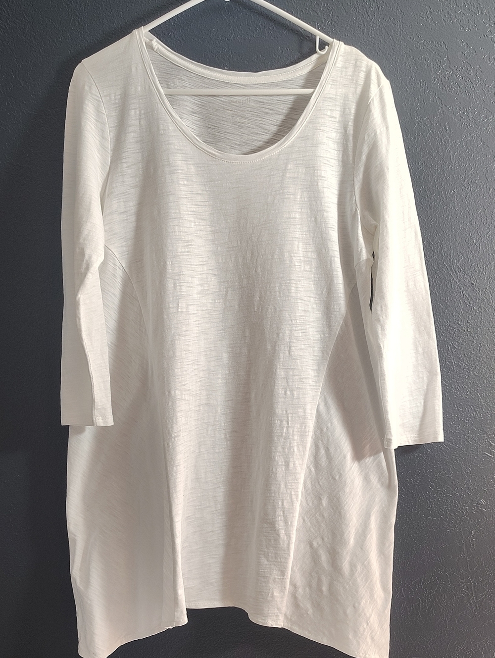 Pure Jill Swing Tunic Simple White 3/4 Sleeve Top Size Small